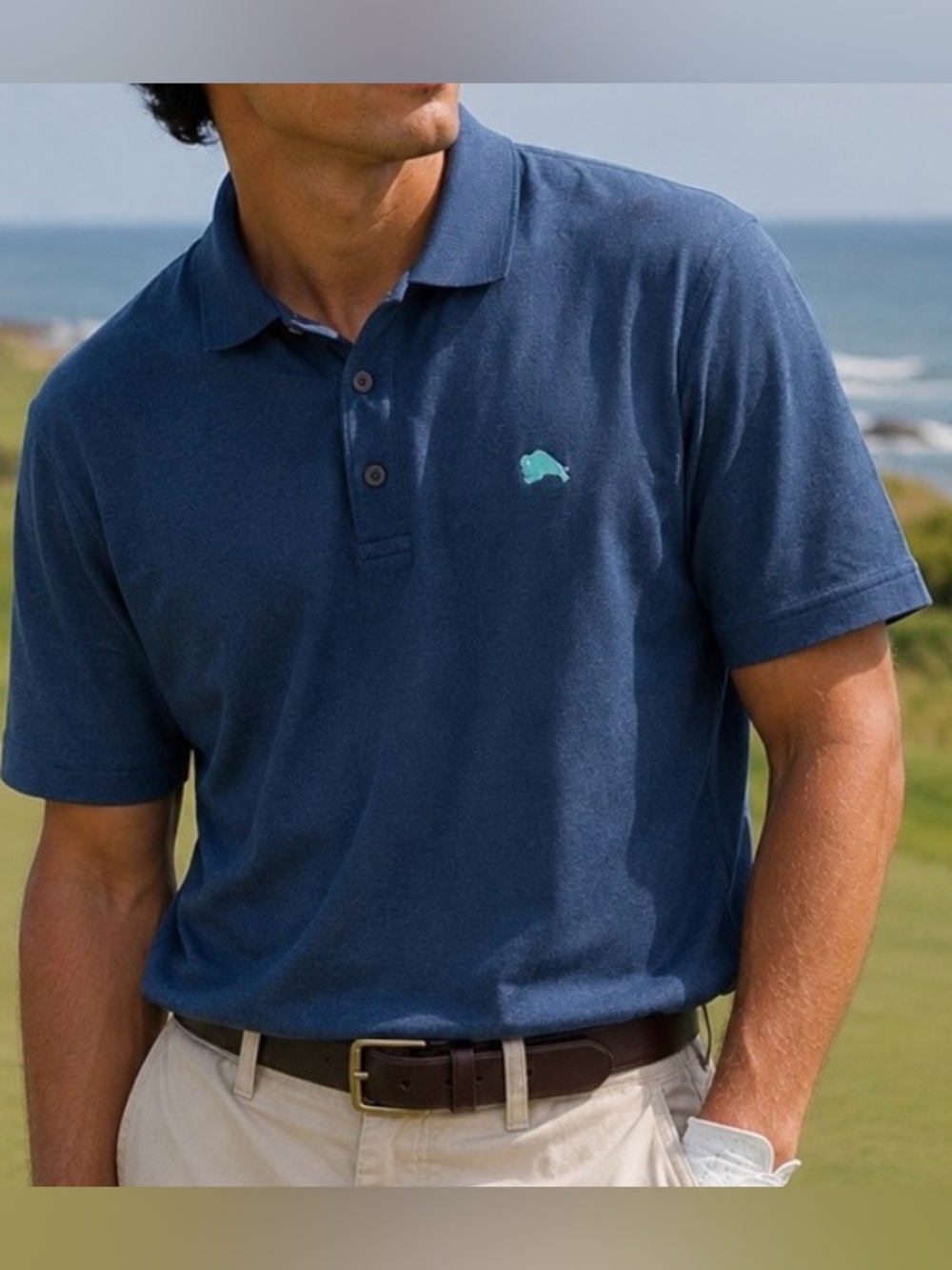 Ultra Club Men's XL Golf Polo Blue Cool And Dry Embroidered Buffalo Performance
